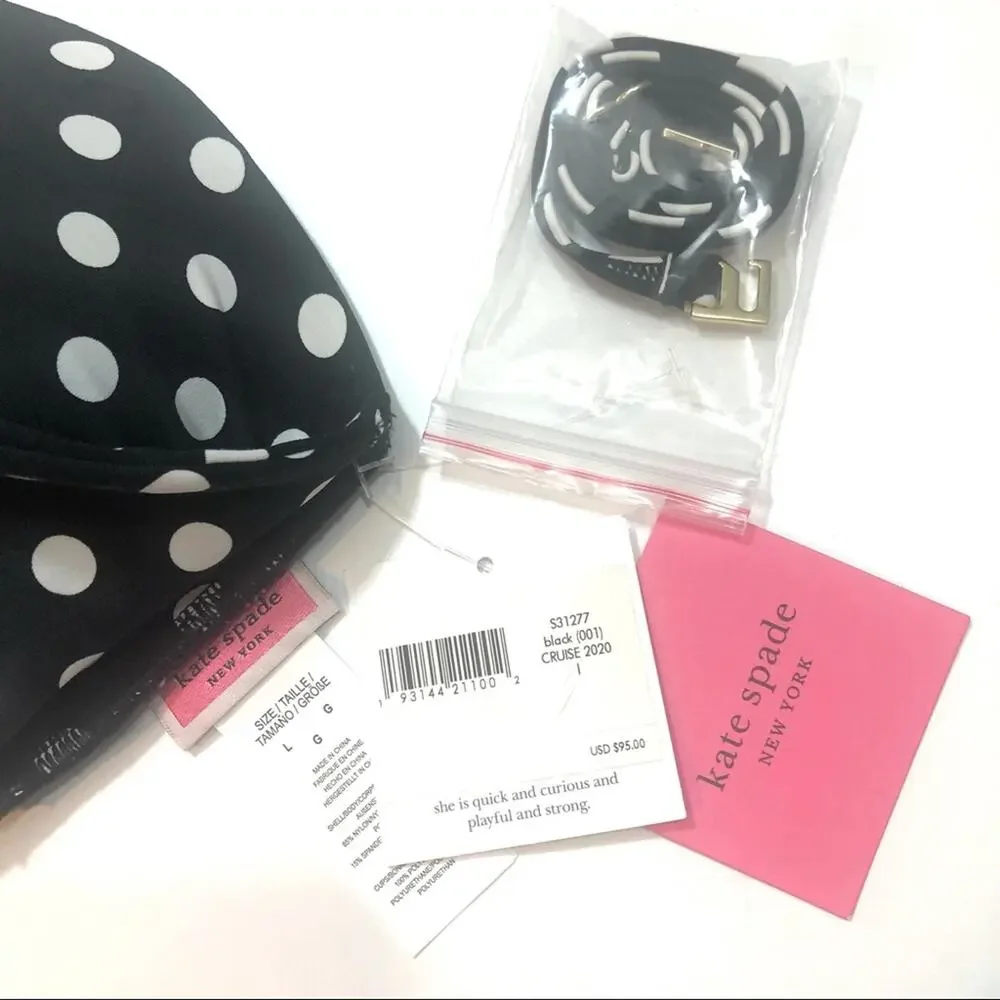 Kate Spade Lia Dot Bandeau Bikini swim Top Lg